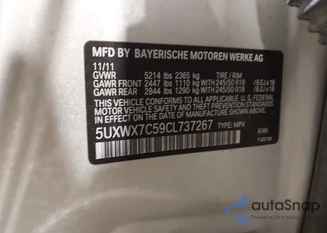 2012 BMW X3 xDrive35I from USA, damaged, VIN 5UXWX7C59CL737267